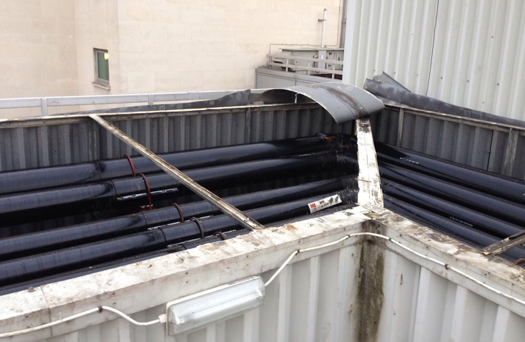 Cleaning pigeon droppings - showing bird guano cleaned off