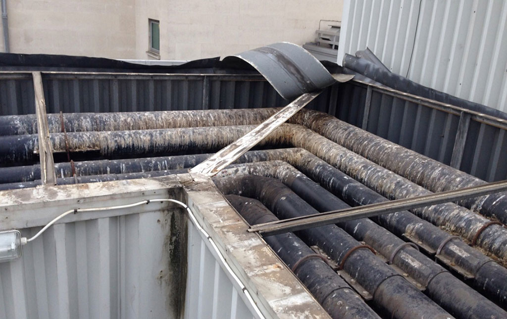 Cleaning pigeon droppings - showing bird guano before