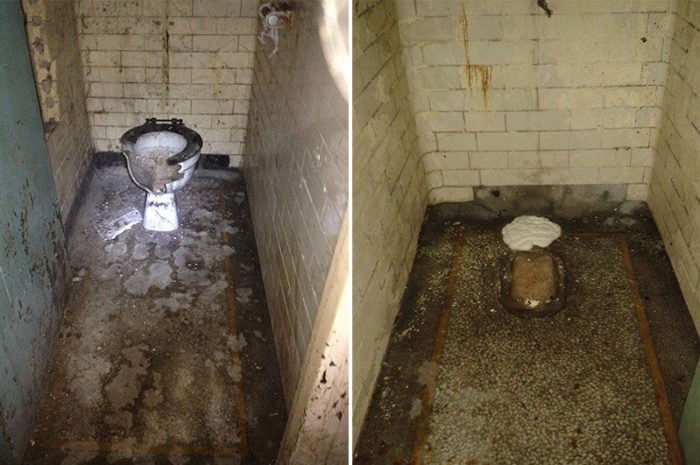Toilets before and after