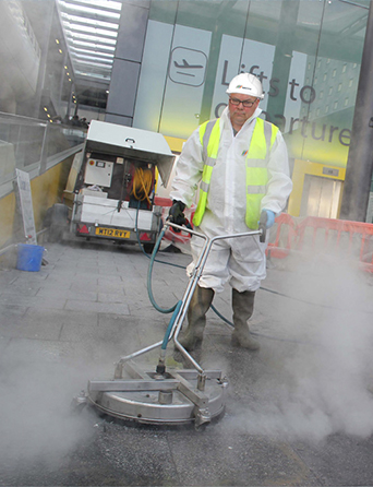 pressure washing in live environments