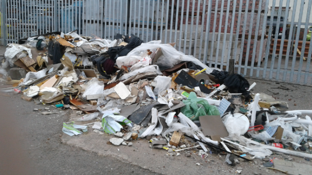 Fly-tipping before cleanup