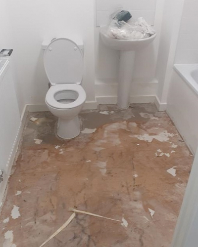 flooded bathroom - sewage - after