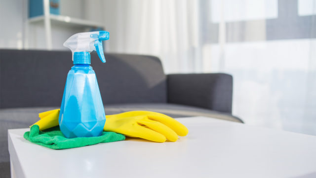 table top house cleaning products spray glove