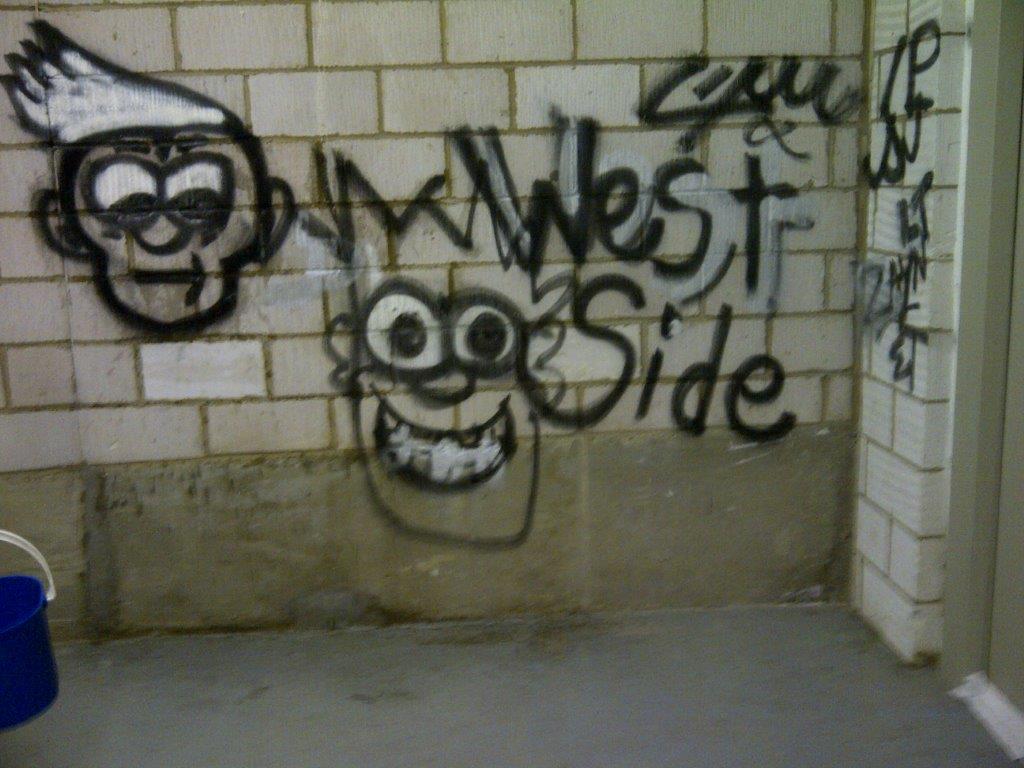 Graffiti removal – recording studio - Central London - before